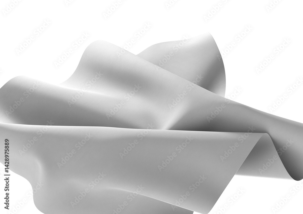 Poster a close-up of a white fabric, gently draped and flowing, creating an abstract and elegant design.