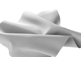 A close-up of a white fabric, gently draped and flowing, creating an abstract and elegant design.