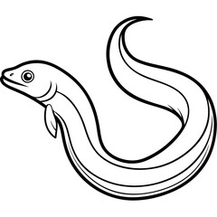 Minimalist Eel Line Art Vector