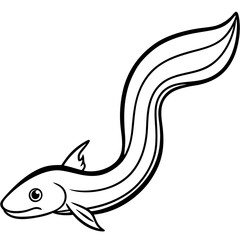 Minimalist Eel Line Art Vector