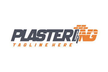 plastering lettering logo, plastering logo design utilizes textured typography