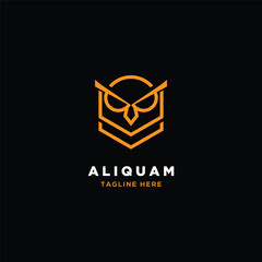 Stylized owl logo template, wise nocturnal guardian