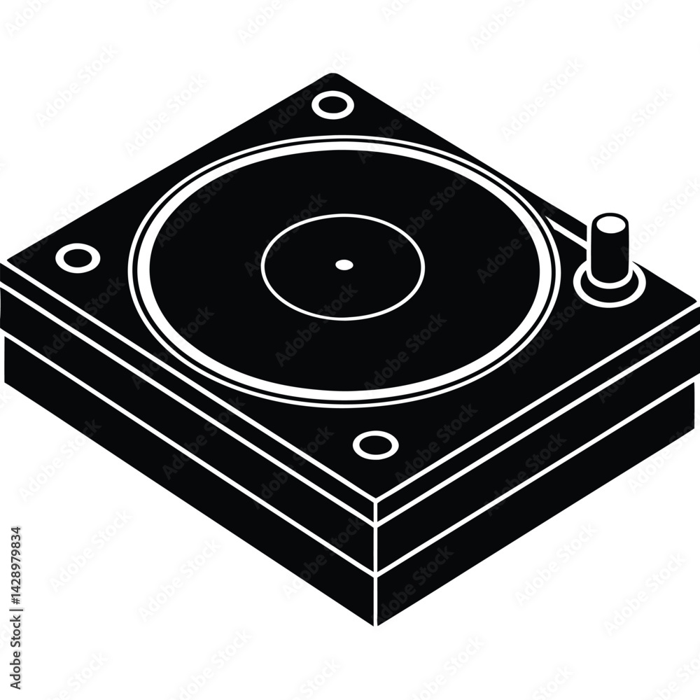 Poster isolated black vector musician using element turntable with white background