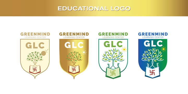 Flat Logo Design for Educational Center on White Background