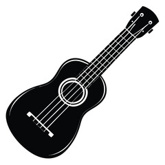 Fototapeta premium Isolated Black Vector Musician using Element ukulele With White Background