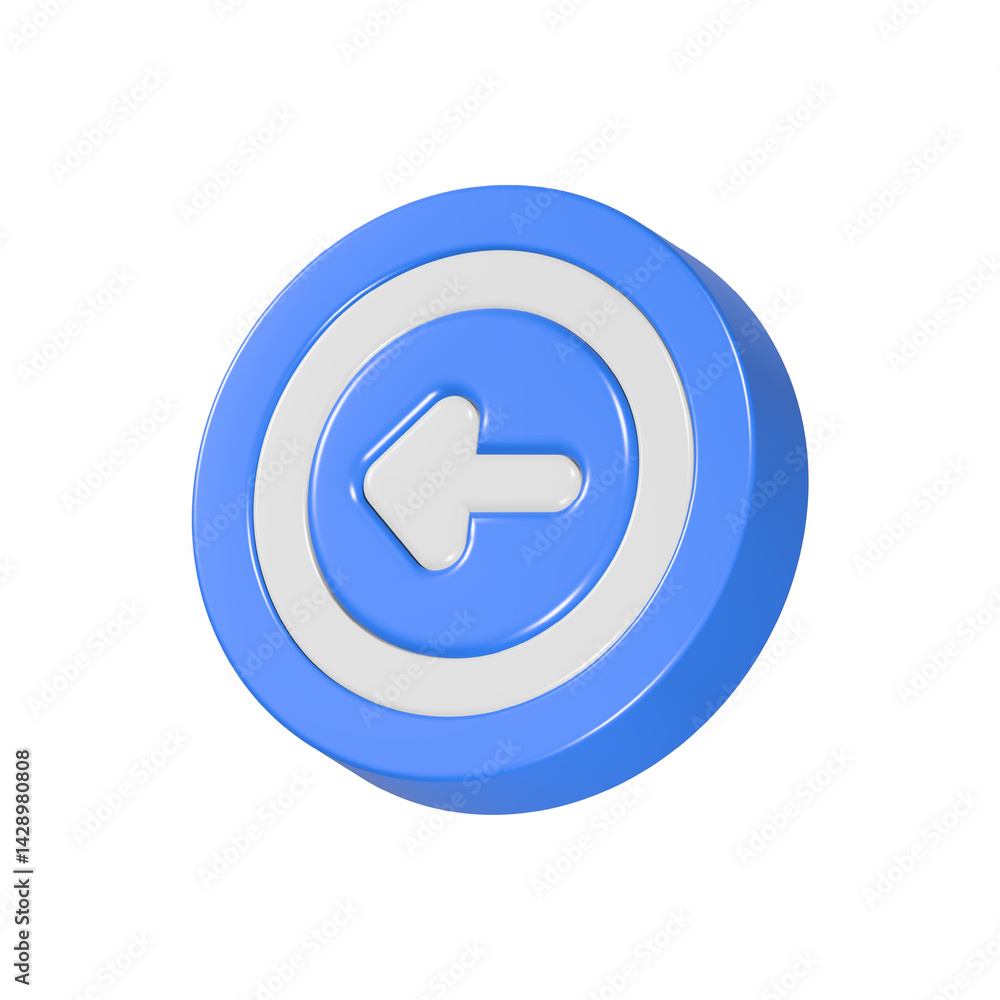 Poster left arrow 3d button icon rendering