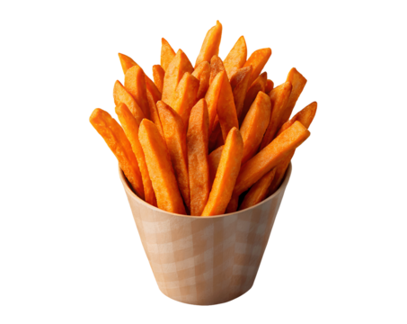 Sweet potato fries cutout PNG with white background customizable mockup template for food branding or creative layouts