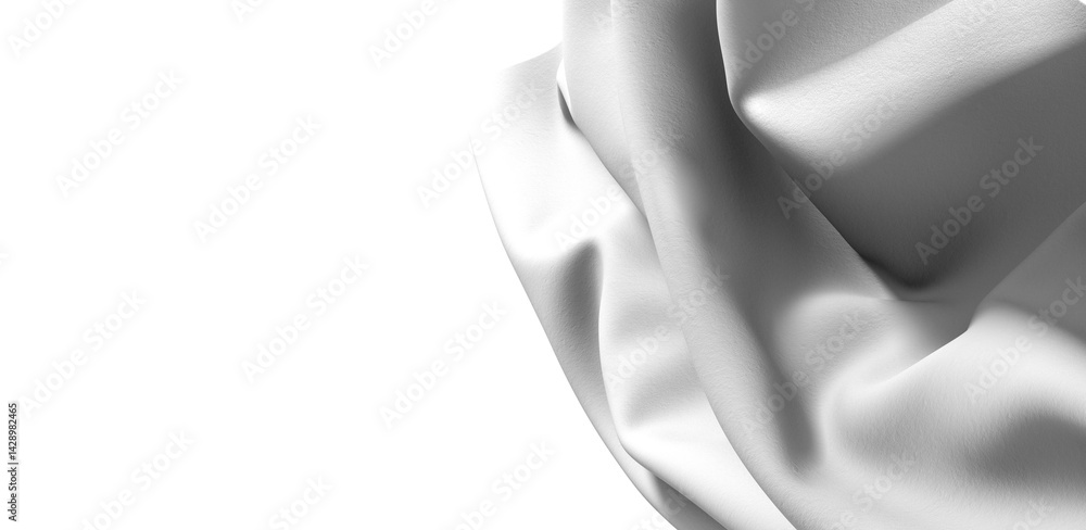 Aufkleber a close-up of a white fabric, gently draped and flowing, creating an abstract and elegant design.