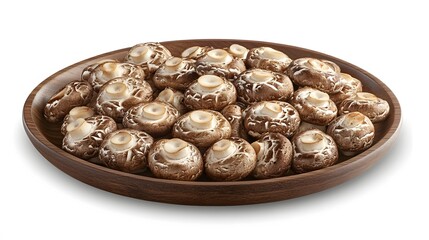 Fototapeta premium Fresh Brown Mushrooms in Wooden Bowl Organic Food