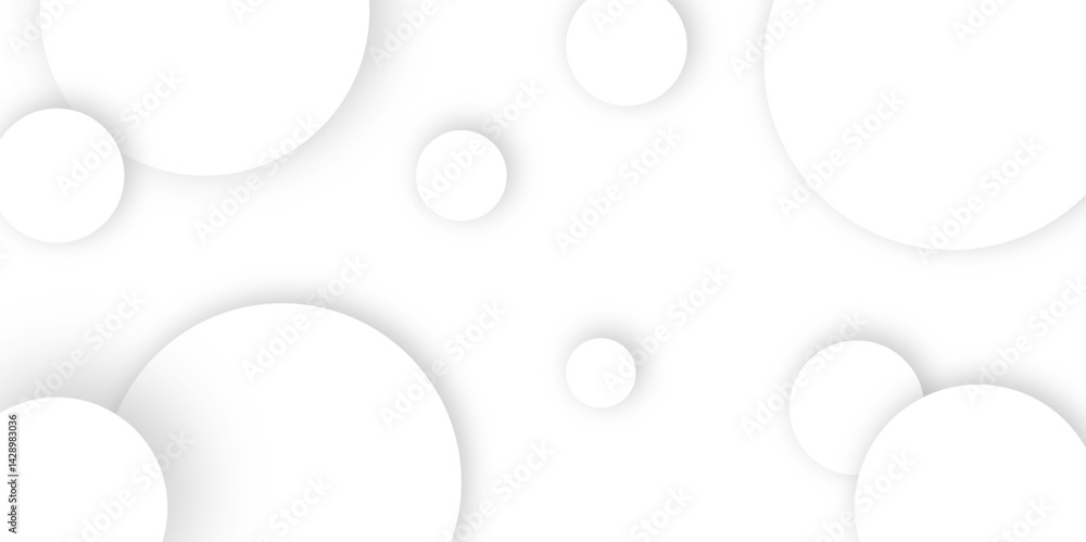 Poster Abstract background with circle white abstract geometric background with soft light white paper circles in design .Gray abstract. Modern design background for report and project presentation template.