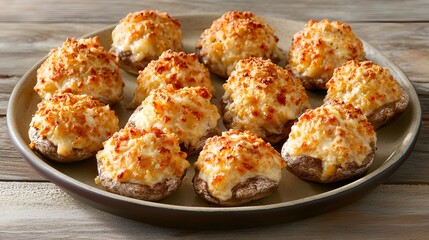 Fototapeta premium Delicious Baked Stuffed Mushrooms Appetizer