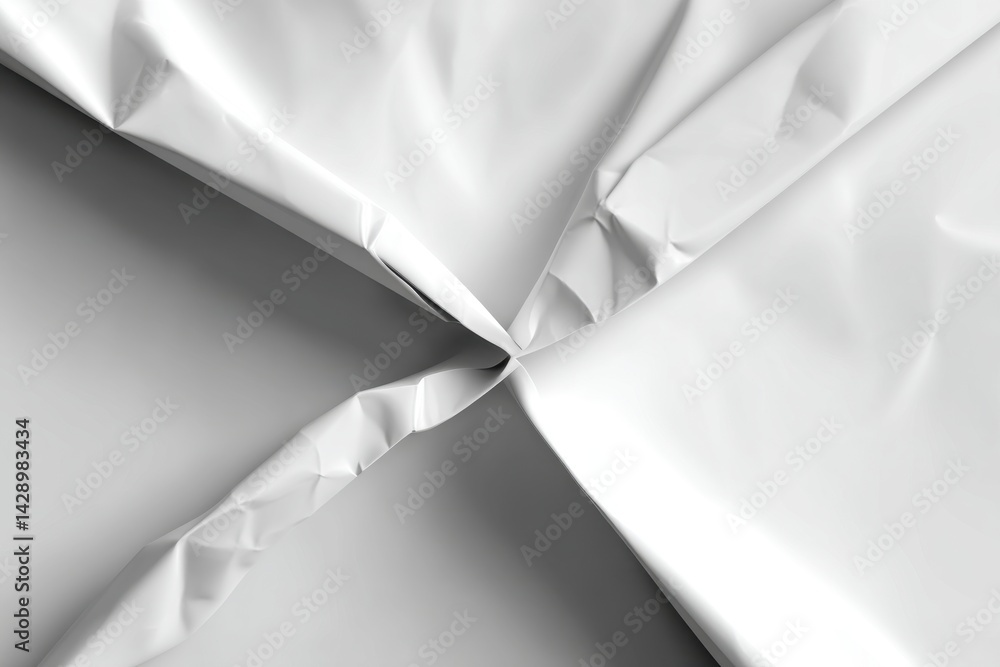 Poster abstract close-up of folded white paper with crisp lines and subtle shadows, creating a geometric pa