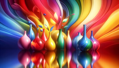 Elegant glass vases with vibrant colors