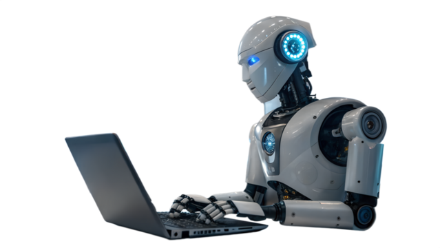 robot with laptop computer