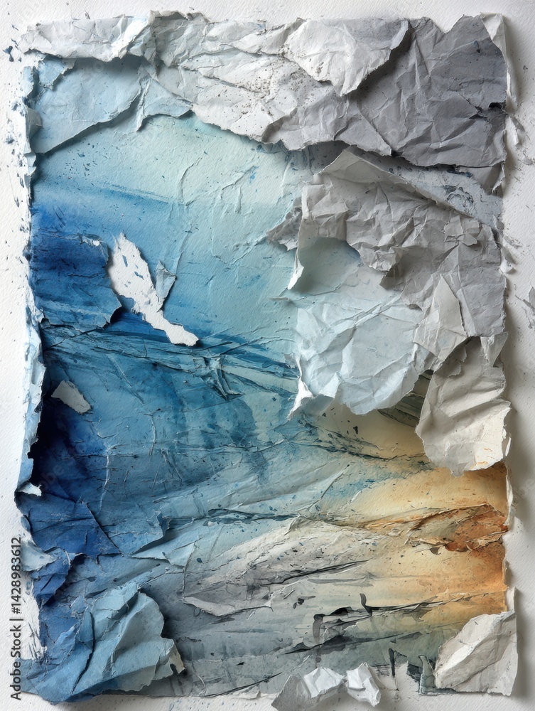 Aufkleber torn paper reveals vibrant oil-themed artwork with dynamic color contrast showcasing textured layers