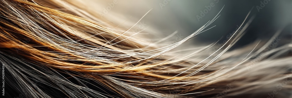 Aufkleber close-up view of highlighted hair strands against a softly blurred background showcasing texture and