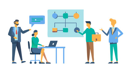 business people in office, business planning, icon