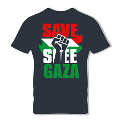 'Save Gaza' Resist & Rise Hand-Drawn Palestinian Freedom Vector Art 