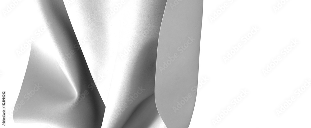 Aufkleber A white fabric drapes gracefully, creating a smooth and abstract texture. The folds and waves of the material are highlighted by soft shadows, creating a sense of movement and depth.
