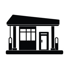 Gas Station Silhouette Vector Illustration