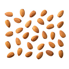 Pattern of Almonds Isolated on transparent Background for Nut and Food Concept


