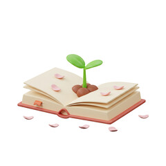 3d Illustration Plant Growing From Book Illustration Symbolic of Learning and Education