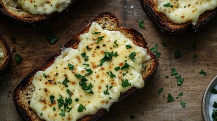 Melted Cheese on Toasted Bread