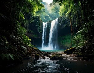 Obraz premium Mystic Waterfall in the Jungle.
