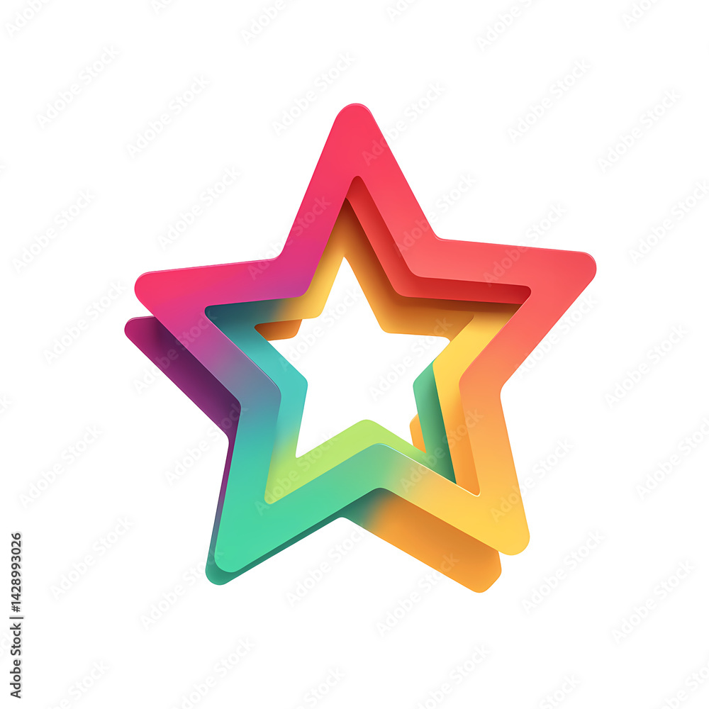 Poster abstract colorful layered star design element for branding