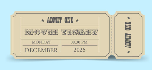retro movie ticket design template