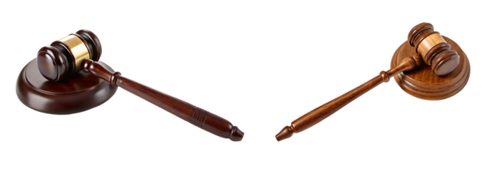 Wooden judge gavel and sound block