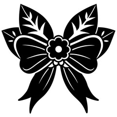Tattoo Bow Flower Vector Design &ndash; Elegant Floral Ink Art for Digital Use