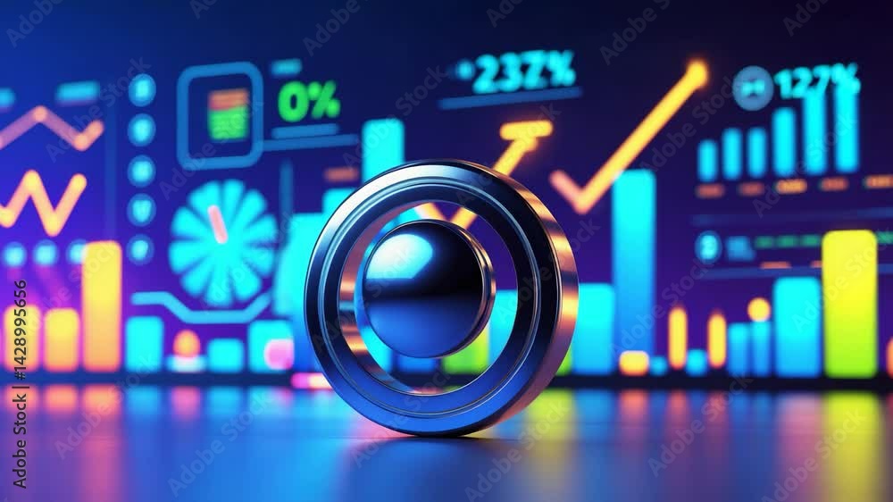 Poster business statistics in animated chart and graph visuals