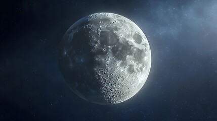 Close-Up View of the Moon Surrounded by Starry Night Sky