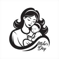 Mothers Day mom and child vector art illustration