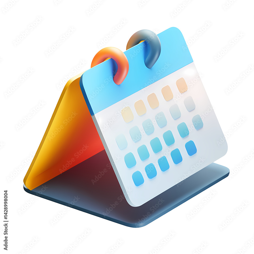 Poster modern colorful 3d render of a desk calendar icon for scheduling and planning