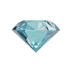 Brilliant Cut Aquamarine Diamond Gemstone Isolated on Transparent Background
