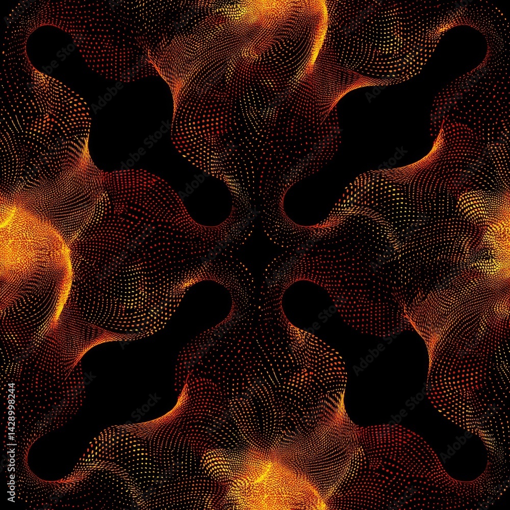 Poster abstract seamless pattern with vibrant flames on dark background