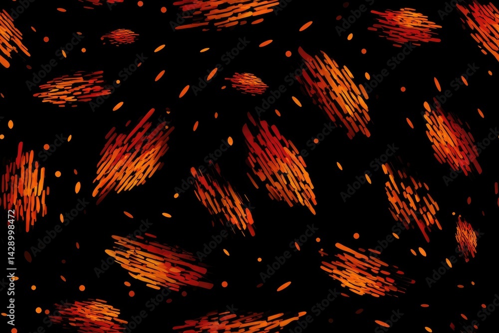 Poster abstract fiery pattern with dynamic brush strokes on black background