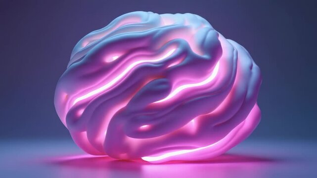 Surreal mystic alien sphere sculpture featuring curved wavy organic lines in deformation process within translucent matte plastic material adorned with neon round stripes