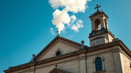 Fototapeta premium atican chimney releases white smoke to signal successful papal election