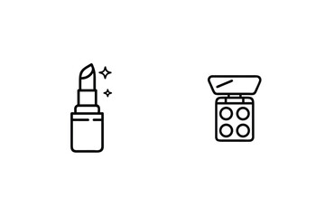 Minimalist Lipstick And Eyeshadow Palette Illustration Outline Design