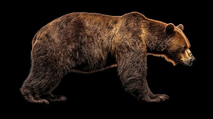 Fototapeta premium Isolated Brown Bear on Black Background for Wildlife Photography