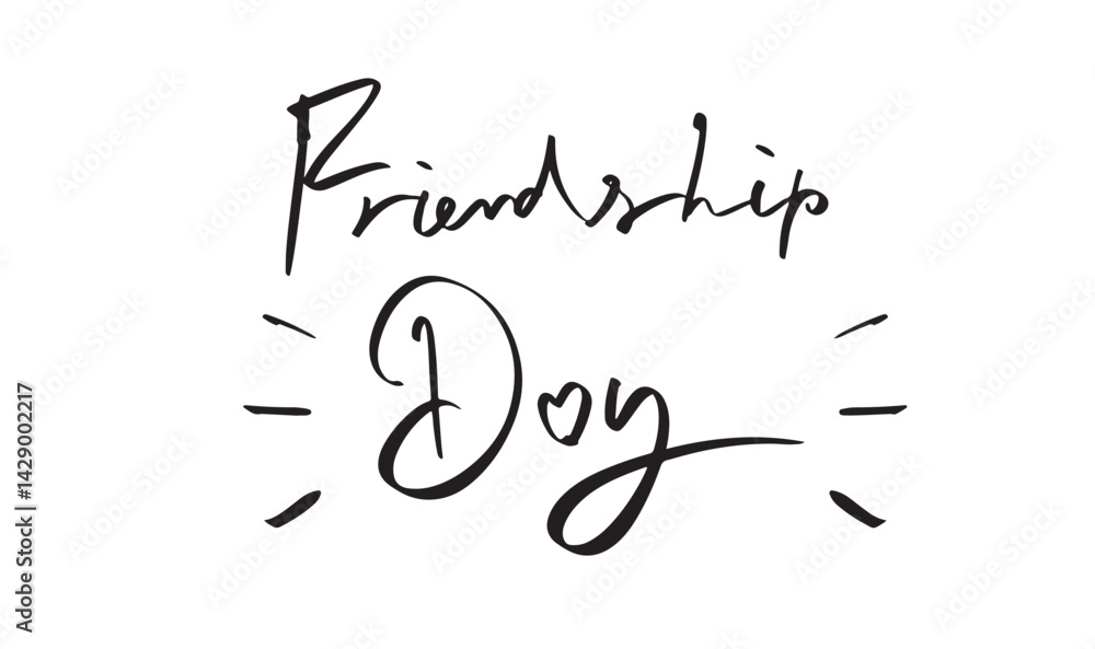 Poster happy friendship day text font calligraphy hand lettering script black color object together interna