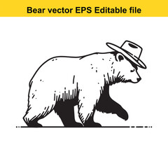 Bear vector wearing western hat