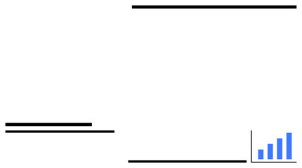 Simple design with black lines framing a layout, and a blue bar graph increasing progressively at the bottom corner. Ideal for business, analytics, growth, statistics, success, strategy, education