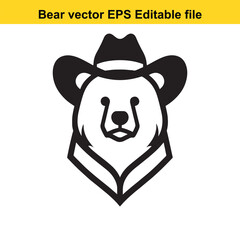Bear vector wearing western hat