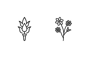 Floral And Botanical Designs Minimalist Line Art Collection On White Background