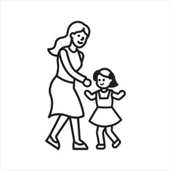 Mothers Day mom and child vector art illustration