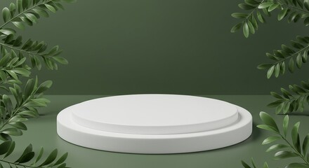 product podium scene stage for creative use of product display, realistic lighting with a fresh-looking background.